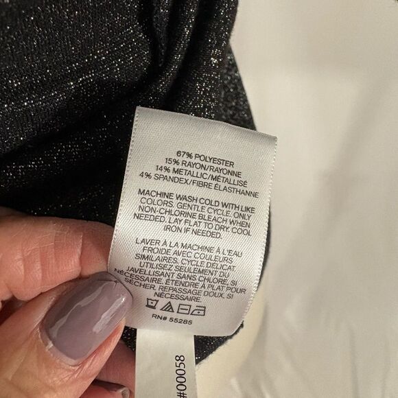 Express Black Sparkly Short Sleeve Tee - Picture 7 of 7